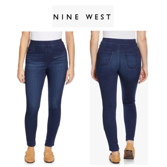 Nine West Blue Jeggings Pull On Skinny Crop Stretch 6 - Picture 1 of 11